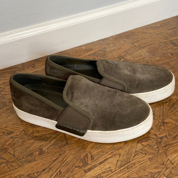 Olive green suede platform loafers - Picture 6 of 6